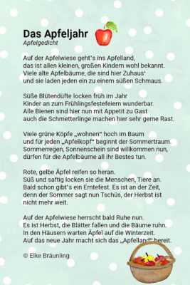 Das Apfeljahr, Gedicht von den Äpfeln auf der Apfelbaumwiese